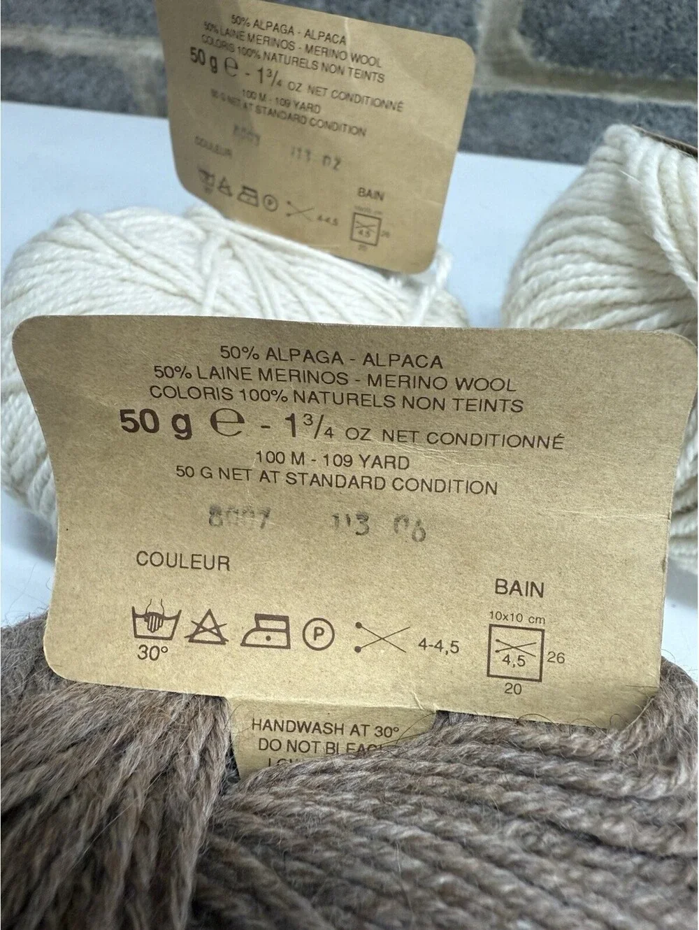 Teneriffe Alpaca/Wool Yarn Shade 8003 & 8007 - 3 Skein Lot